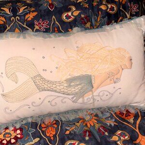 Mermaid Embroidered Pillow
